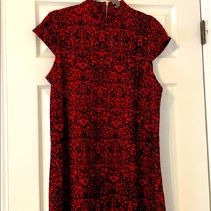 Red and black velour cocktail dress